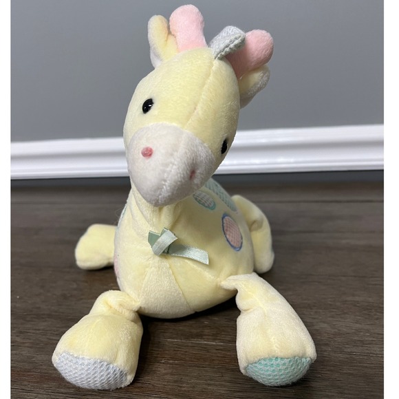 Vintage Eden Yellow & Pastel Spotted Musical Giraffe Plush - Picture 1 of 9